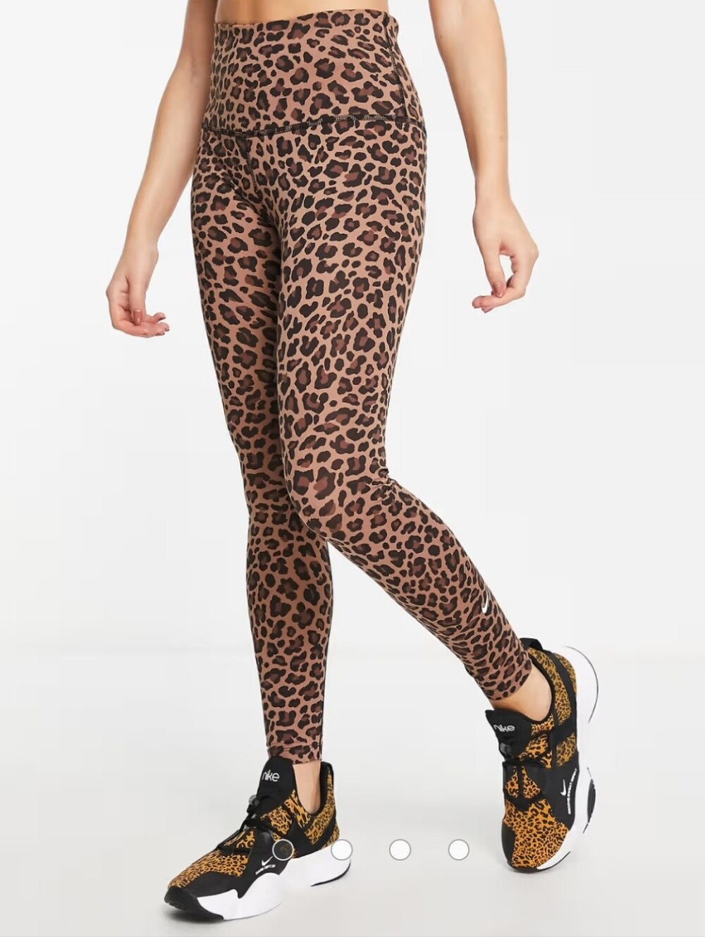 Nike Leopard Print High-Waist Athletic Leggings - Brown/Black Size Large